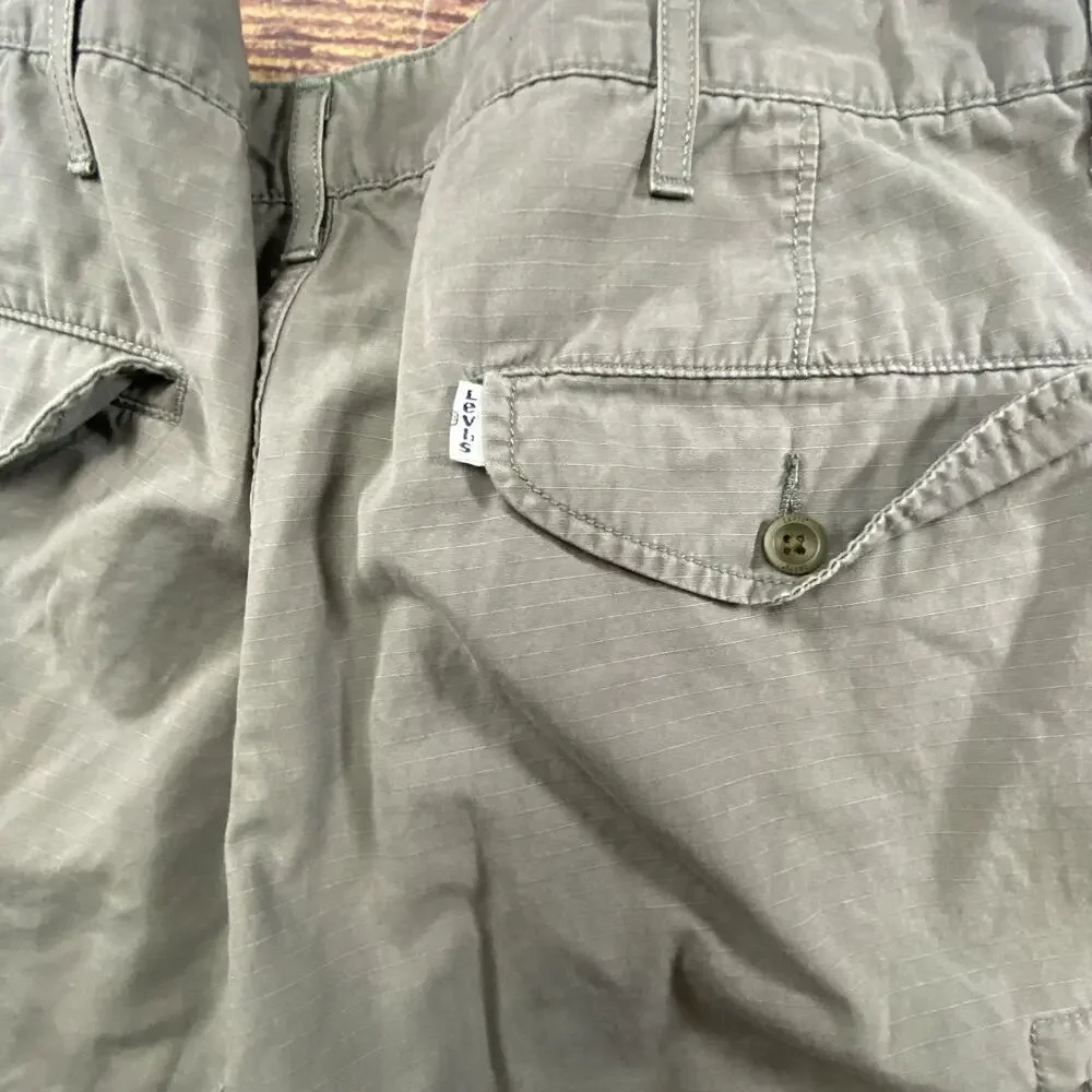 Levi Strauss Gray Cargo Shorts Mens 38 Utility Outdoor Ripstop Pockets